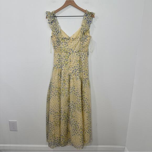 NWT Abercrombie & Fitch Yellow Maxi Dress Ruffle Strap High-Low size medium - Picture 3 of 10